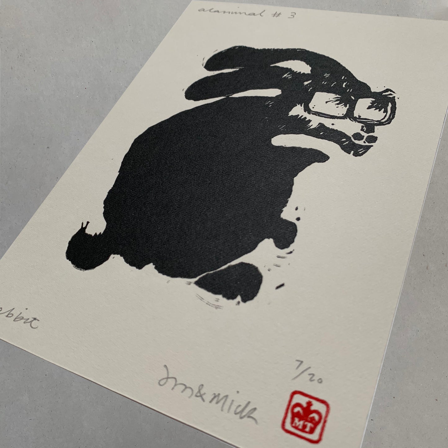 Alanimals- Rabbit Lino Print