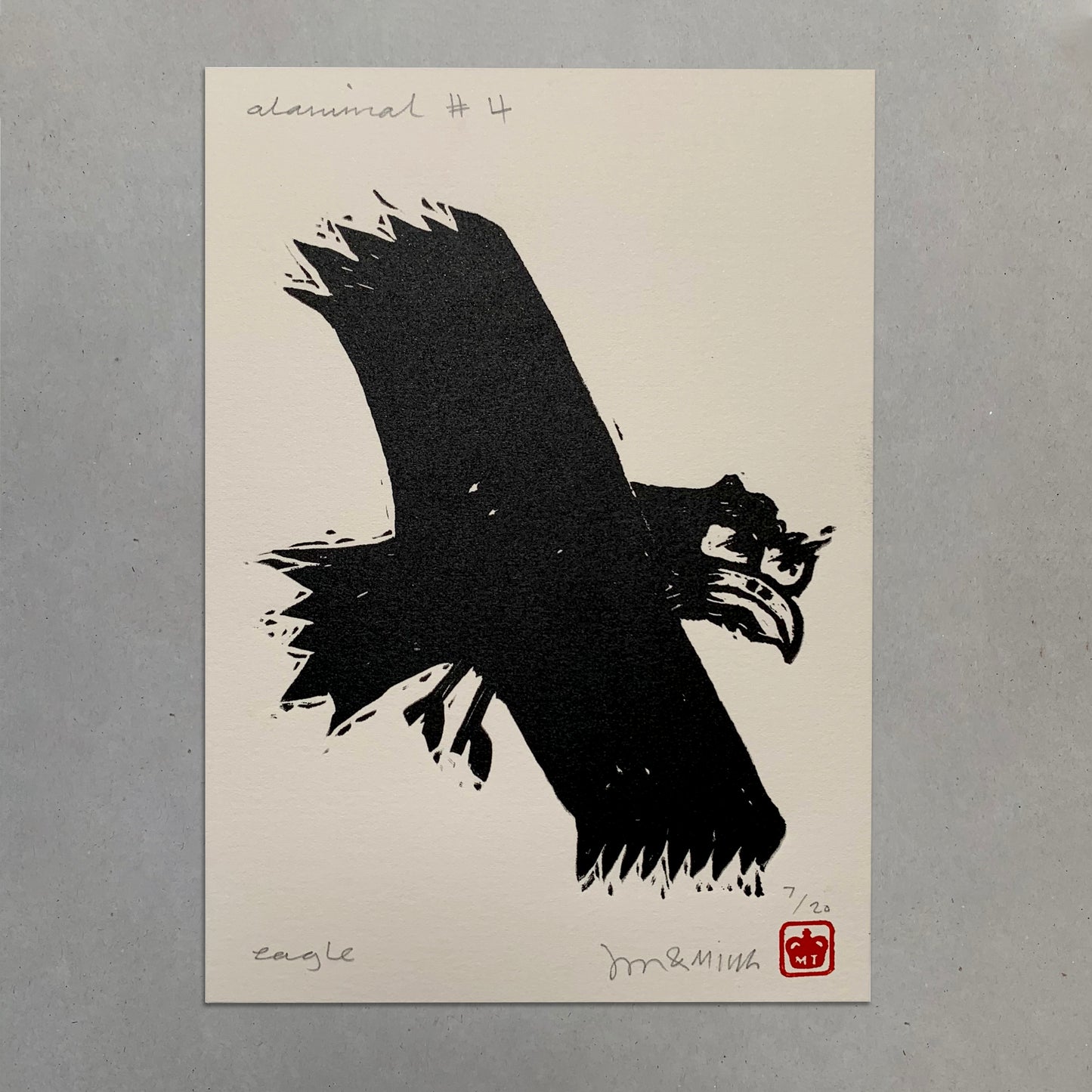 Alanimals- Eagle Lino Print