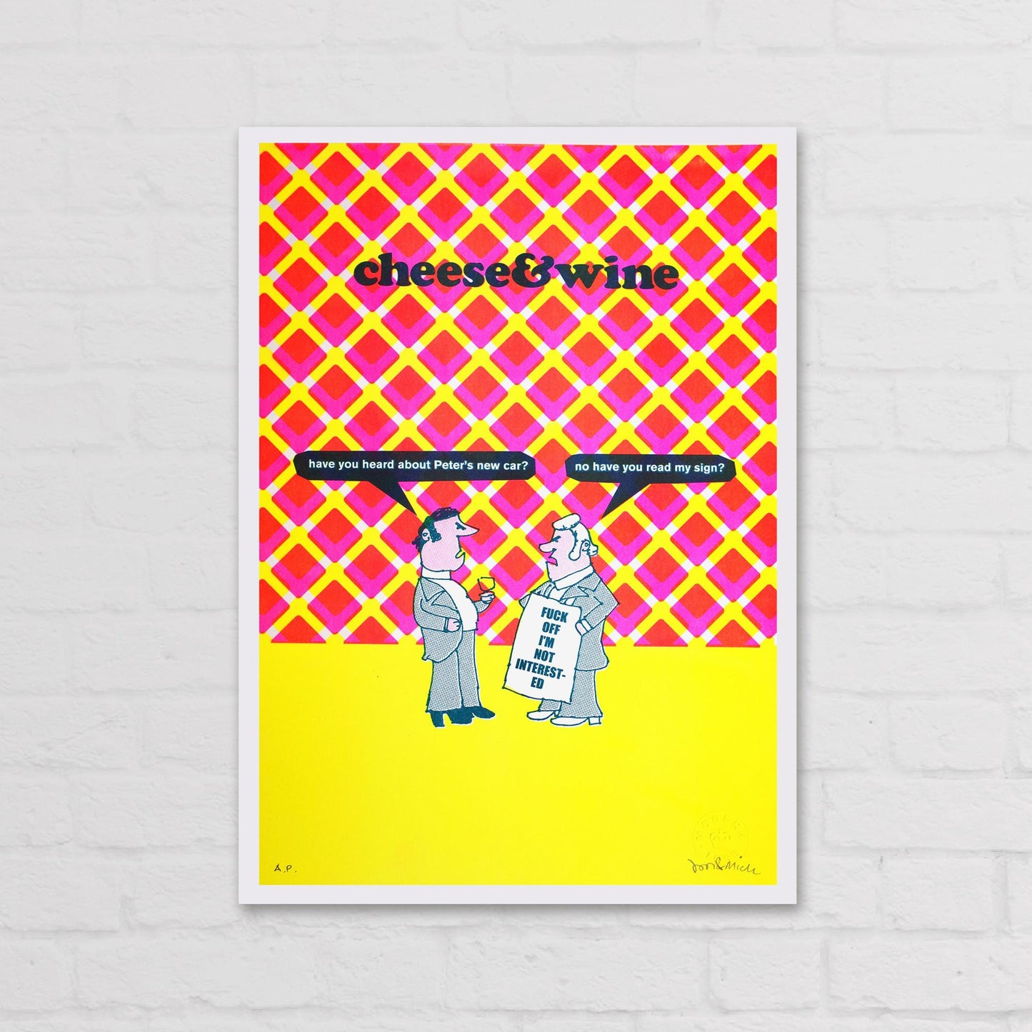 Cheese & Wine Riso Print