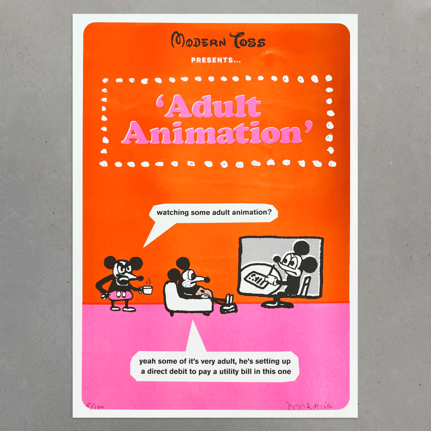 Adult Animation Risograph Print