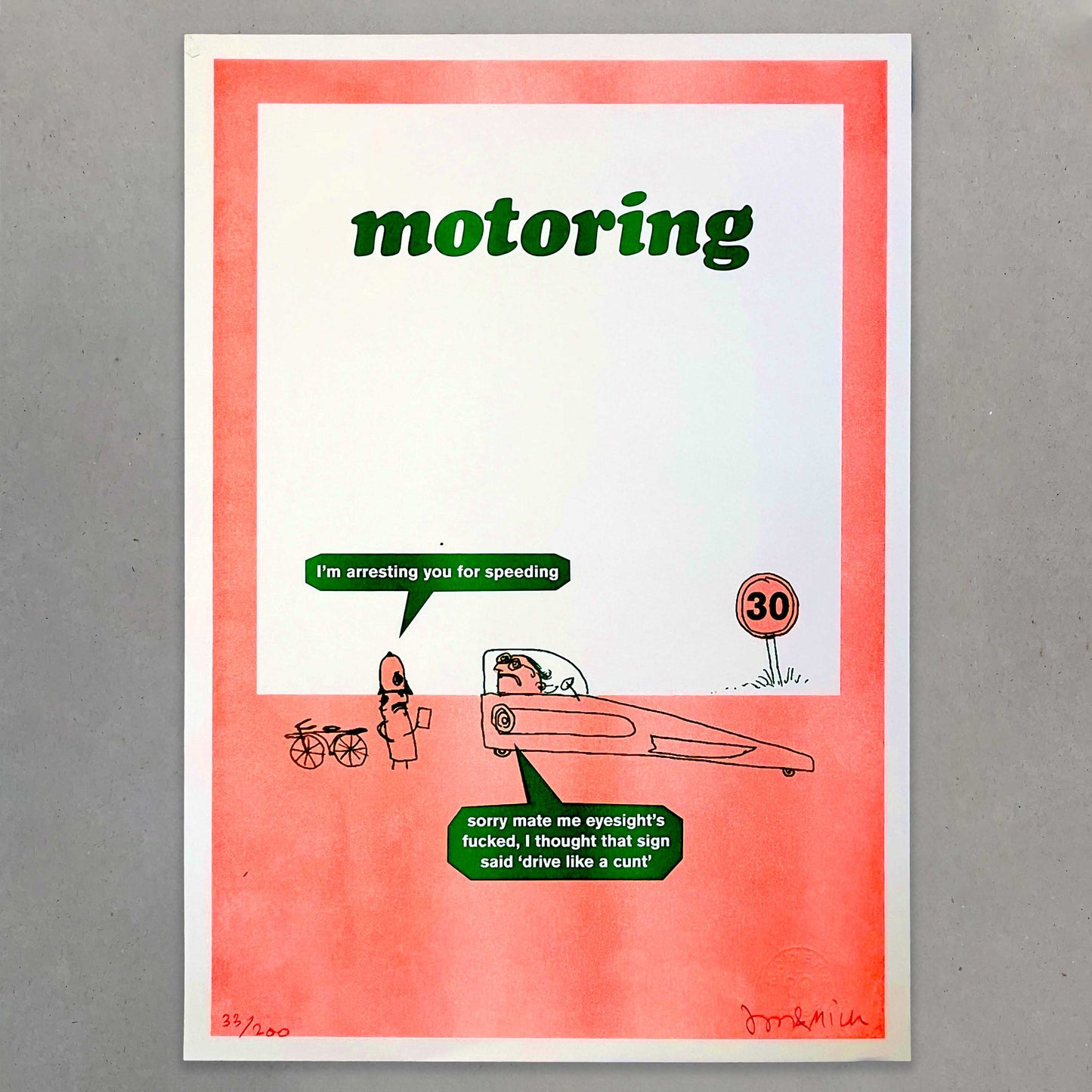 Motoring Risograph Print