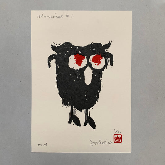 Alanimals- Owl Lino Print