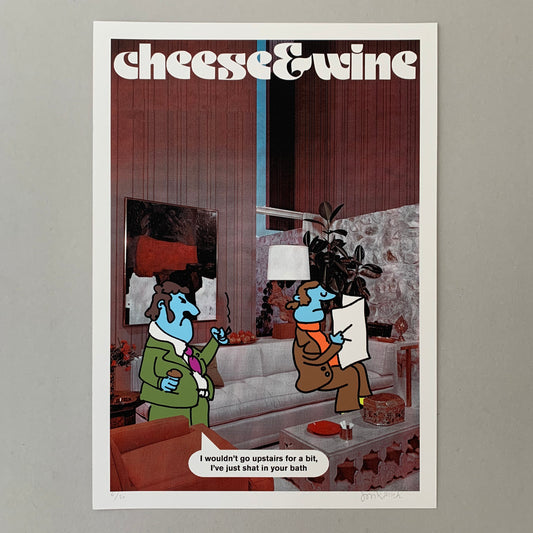 Cheese & Wine- Bath Shitter Print