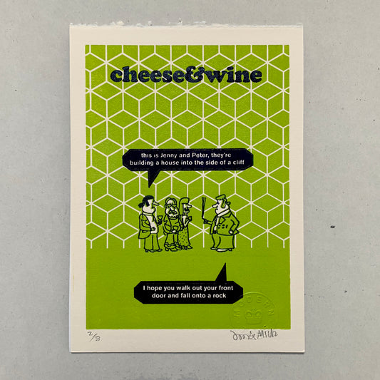 Cheese and Wine Cliff Letterpress Print