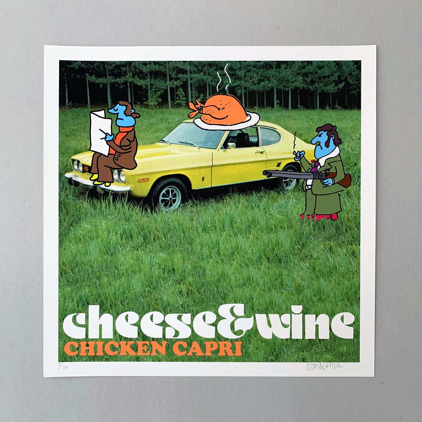 Cheese & Wine- Chicken Capri Print