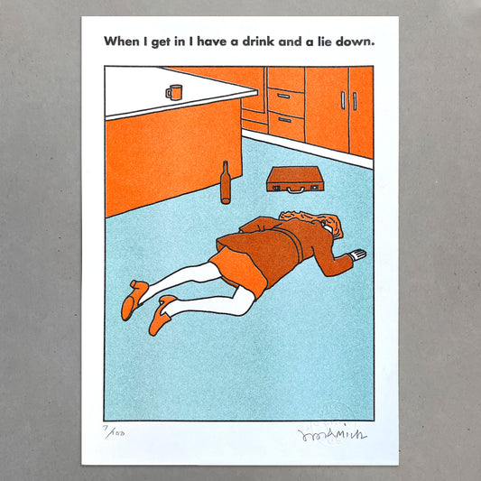 Working Day Lie Down Risograph Print