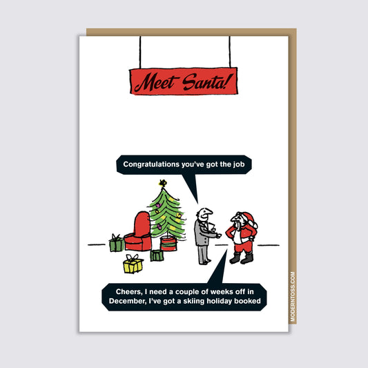 Santa Skiing Holiday Card